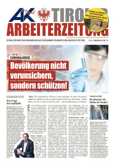 Tiroler Arbeiterzeitung Ausgabe Februar 2021 © AK Tirol