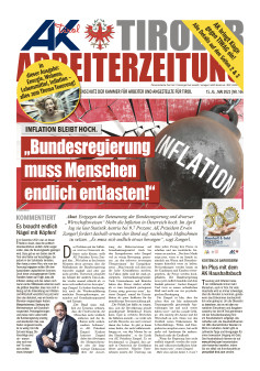Titelseite der Mai-Ausgabe der Tiroler Arbeiterzeitung. © AK Tirol