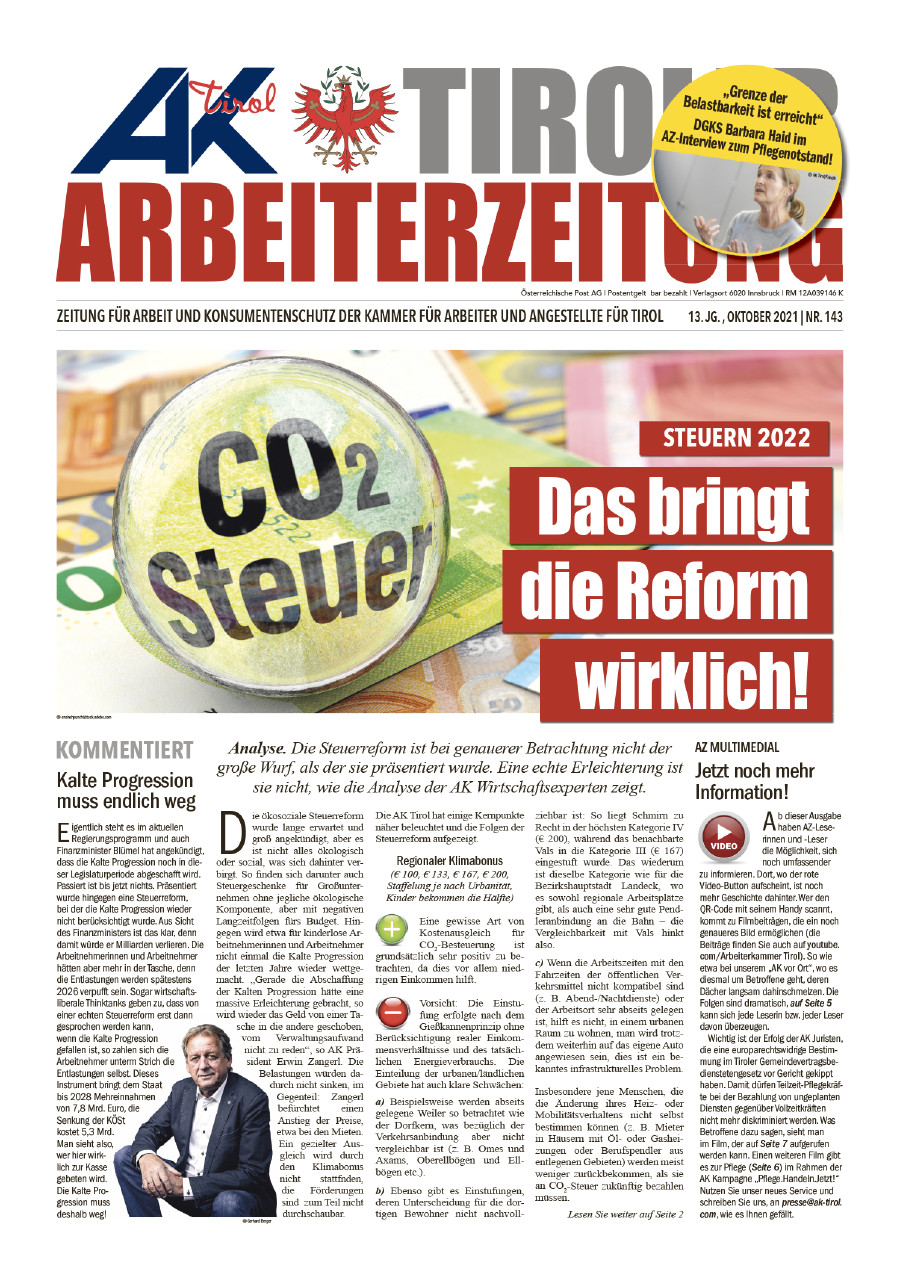 Tiroler Arbeiterzeitung Ausgabe Oktober 2021