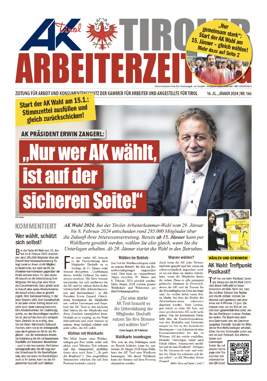 Tiroler Arbeiterzeitung Ausgabe Jänner 2024