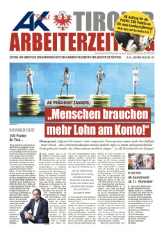 Titelseite AZ Ausgabe Oktober 2022 © AK Tirol