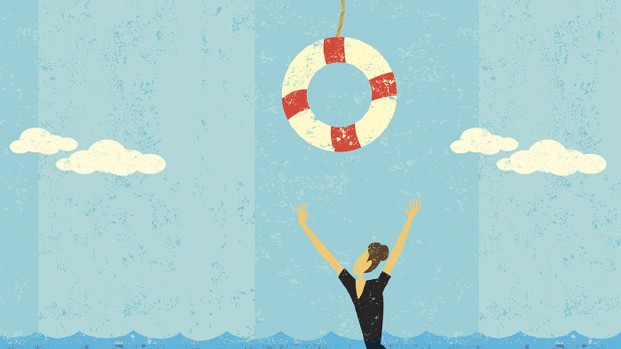 © Retrostar/stock.adobe.com Frau greift nach Rettungsring © Retrostar/stock.adobe.com