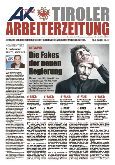 Tiroler Arbeiterzeitung - Ausgabe Mai 2018
