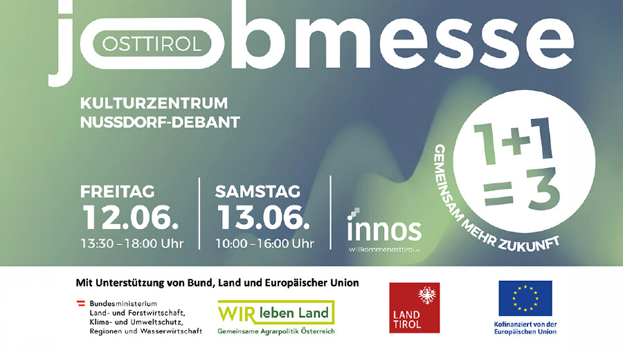 Plakat zur Ank&uuml;ndigung der Jobmesse Osttirol