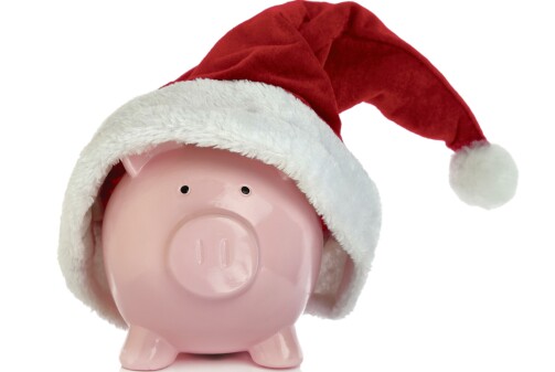 Sparschwein mit Weihnachtsm&uuml;tze