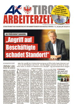 Titelseite Tiroler Arbeiterzeitung Ausgabe Juli, August, September 2025