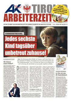 Titelseite Tiroler Arbeiterzeitung Juli 2024