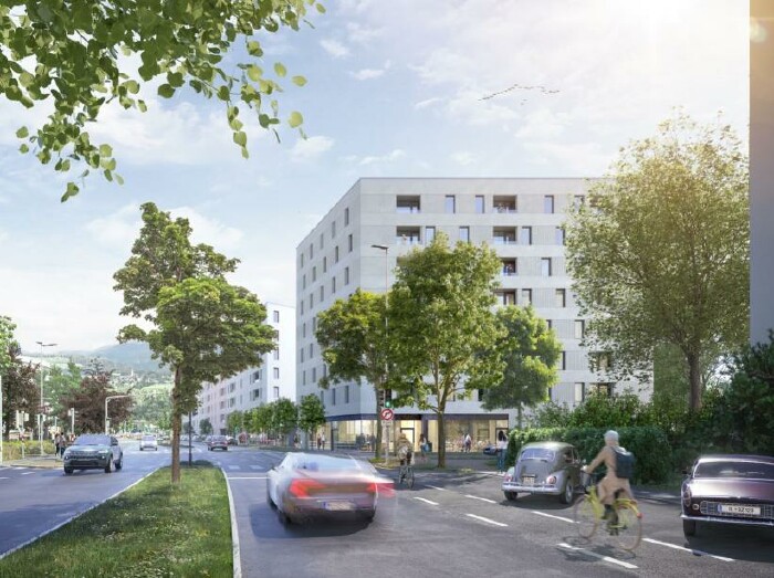 Visualisierung des Projektes "Junges Wohnen" in der Innsbrucker Andechsstra&szlig;e