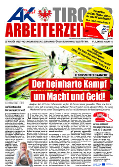 Titelseite Tiroler Arbeiterzeitung Oktober 2025