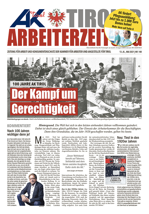 Tiroler Arbeiterzeitung Ausgabe Mai 2021